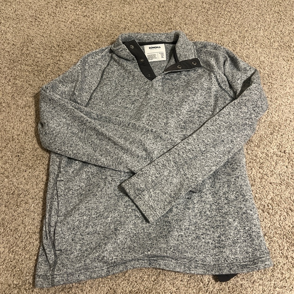 Sonoma Heather Gray Button-Up Sweater